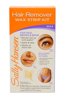 Quick & Easy Hair Remover Wax Strip Kit For Face Eyebrows & Bikini by Sally Hansen for Women - 1 Pack Wax Strip